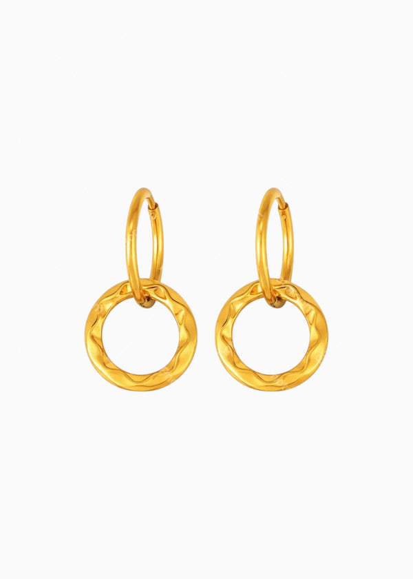 Hammered Circle Drop Hoops