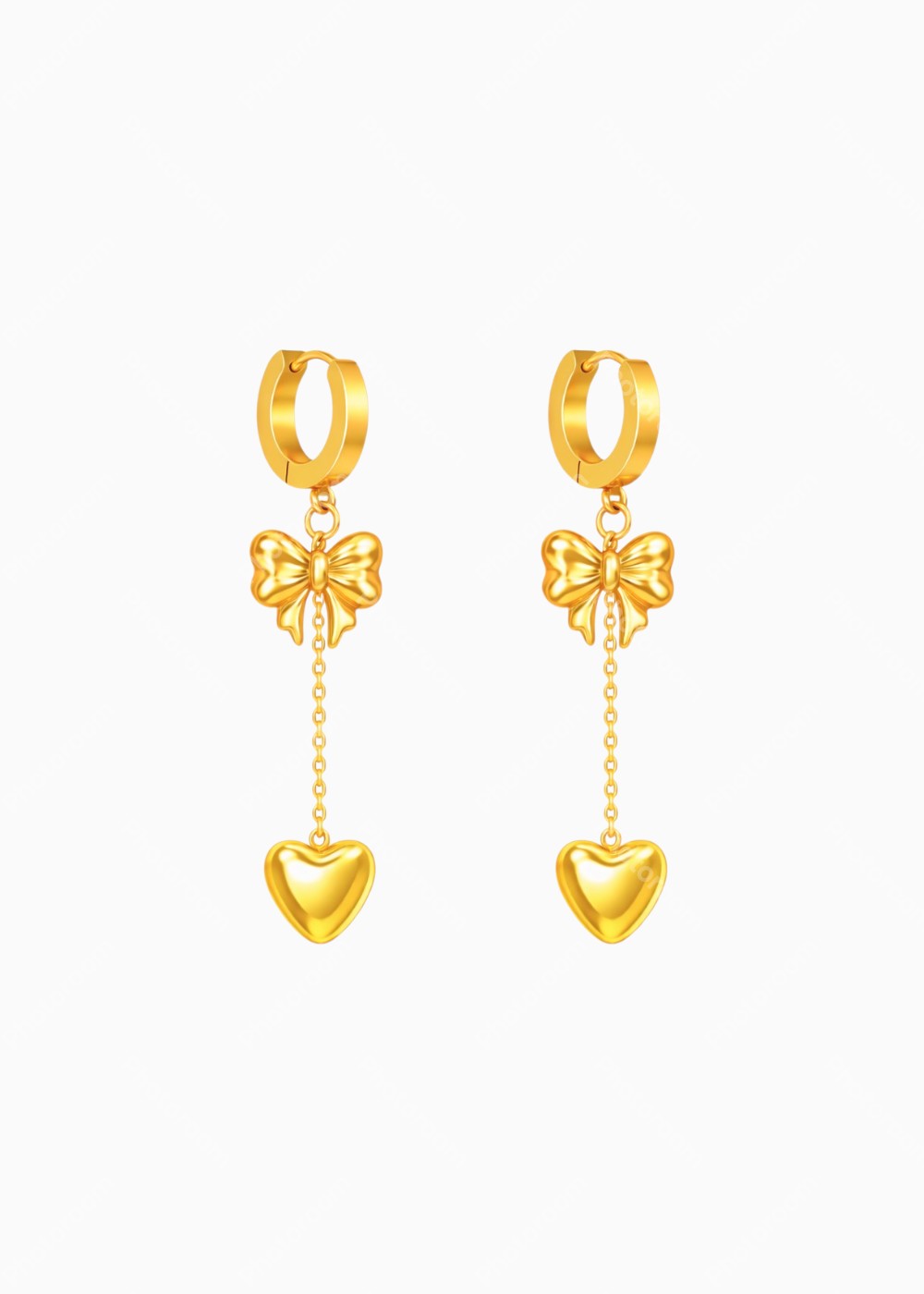 18K Gold Plated Sweetheart Bow Tassel Earrings
