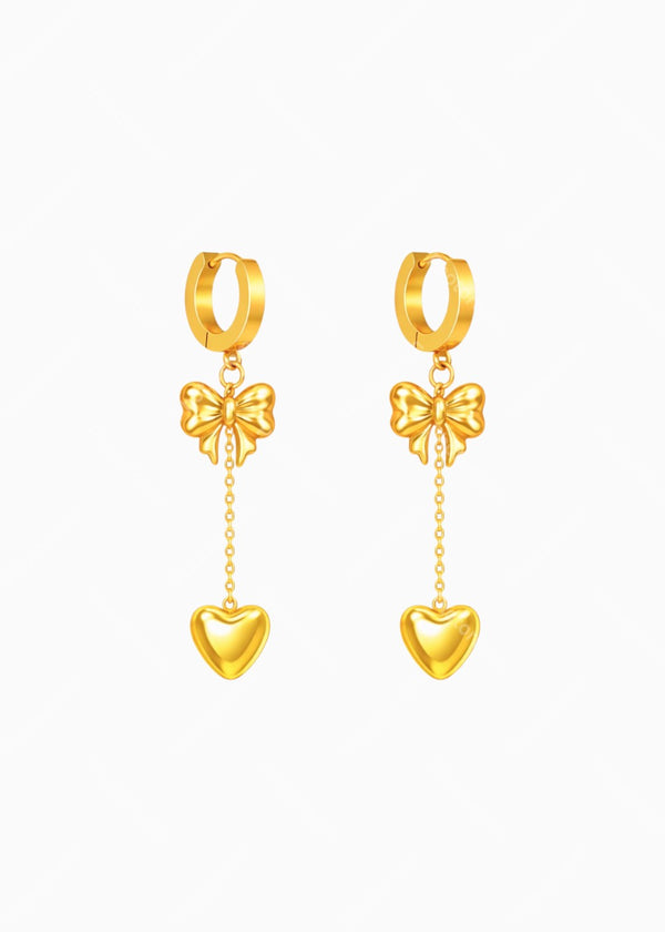 Sweetheart Bow Tassel Earrings