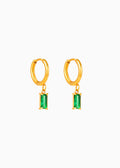 18K Gold Plated Emerald Drop Earrings
