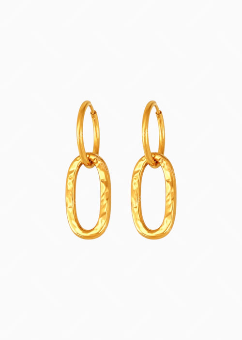 Hammered Oval Drop Hoops