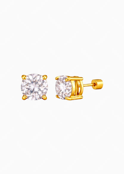 18K Gold Plated Round Crystal Stud Earrings