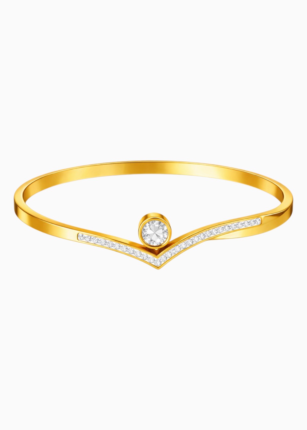 18K Gold Plated CZ Studded Crystal Openable Bangle Bracelet