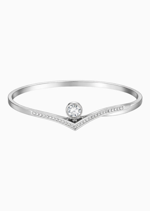 Chevron Crystal Bangle Silver
