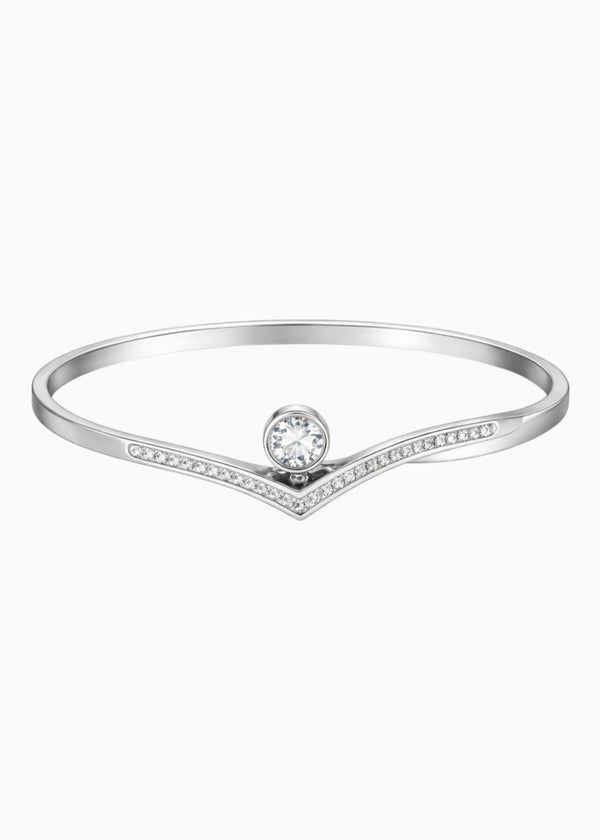 Chevron Crystal Bangle Silver