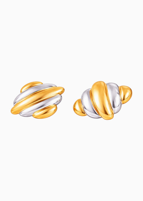 Twist Stud Earrings Two Tone