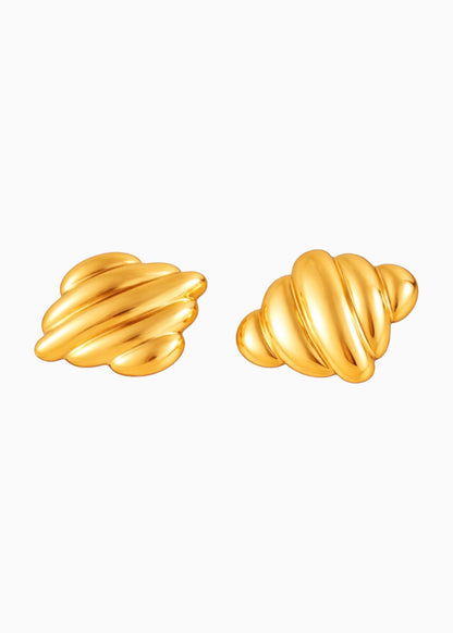 18K Gold Plated Sculpted Shell Stud Earrings