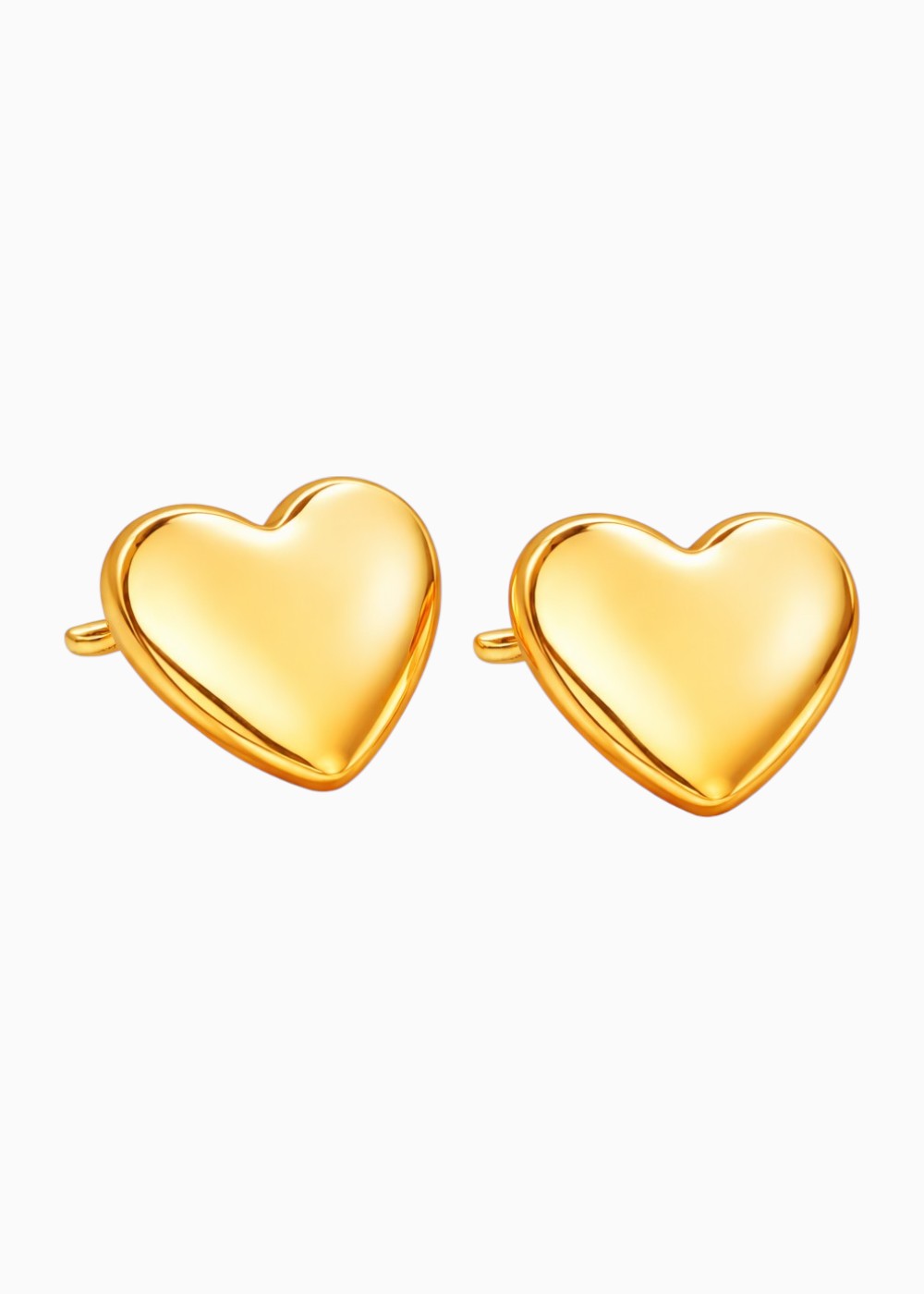 18K Gold Plated Glossy Heart Stud Earrings