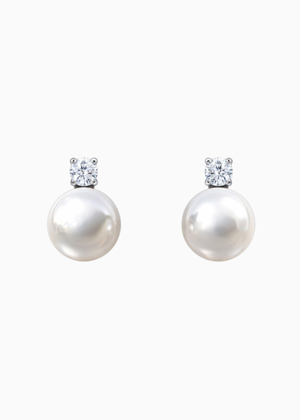 18K White Gold Plated Aurora Pearl Drop Earrings with CZ - Silver Color