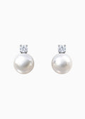 Crystal Pearl Drop Earrings Silver