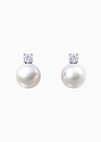 Crystal Pearl Drop Earrings Silver