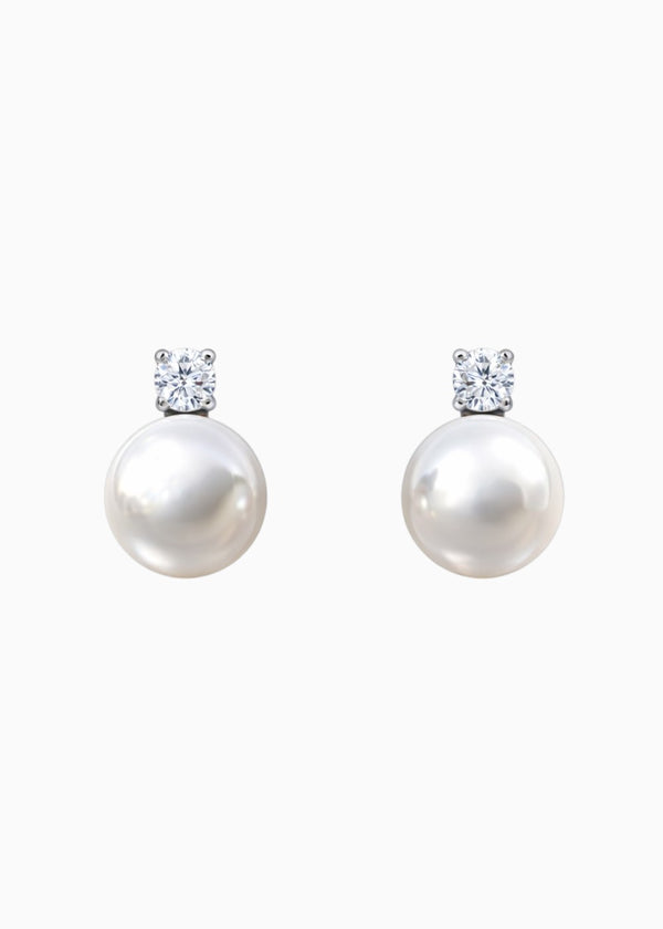 Crystal Pearl Drop Earrings Silver