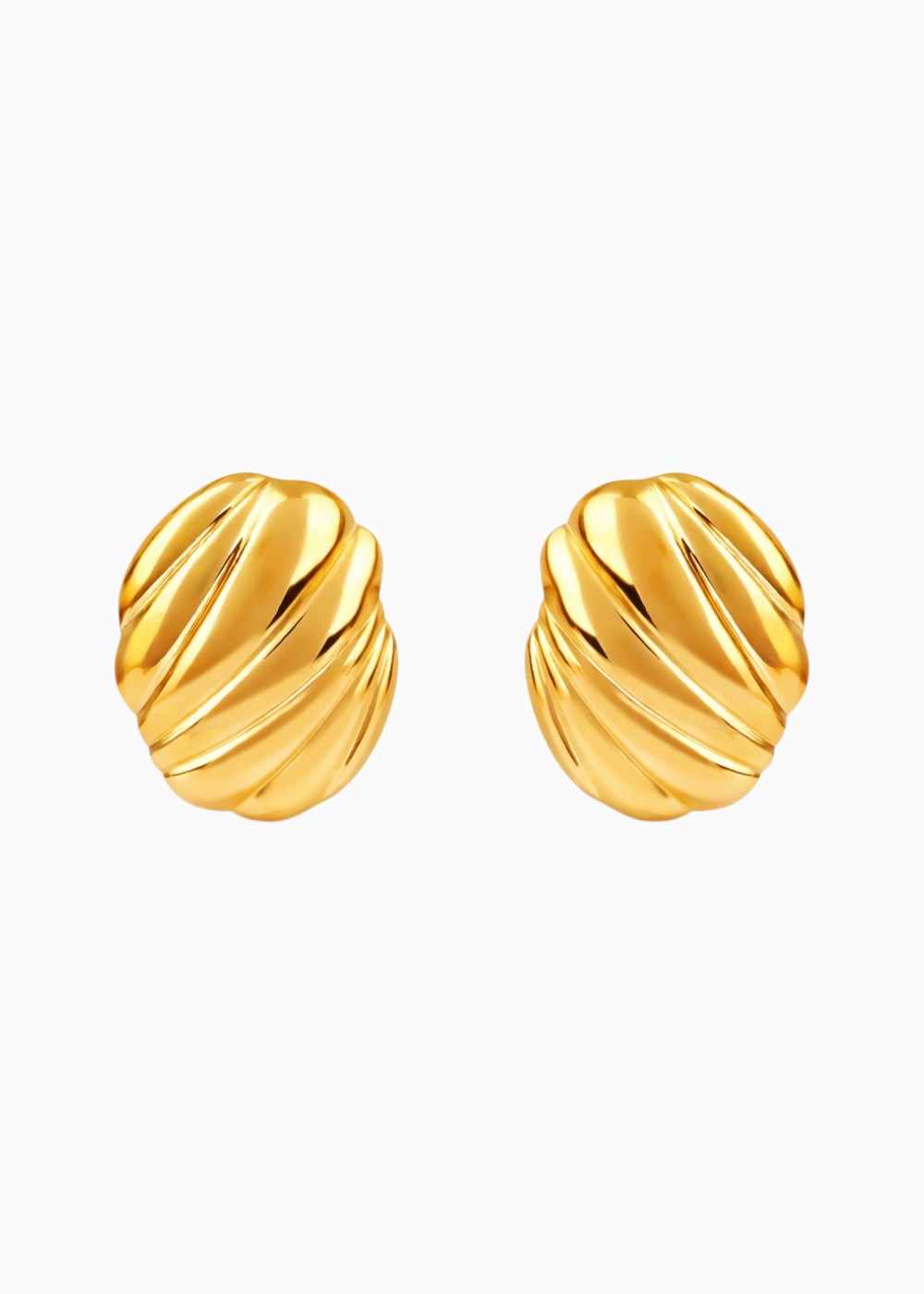 18K Gold Plated Golden Tides Shell Textured Statement Studs