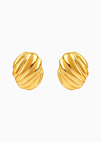 18K Gold Plated Golden Tides Shell Textured Statement Studs