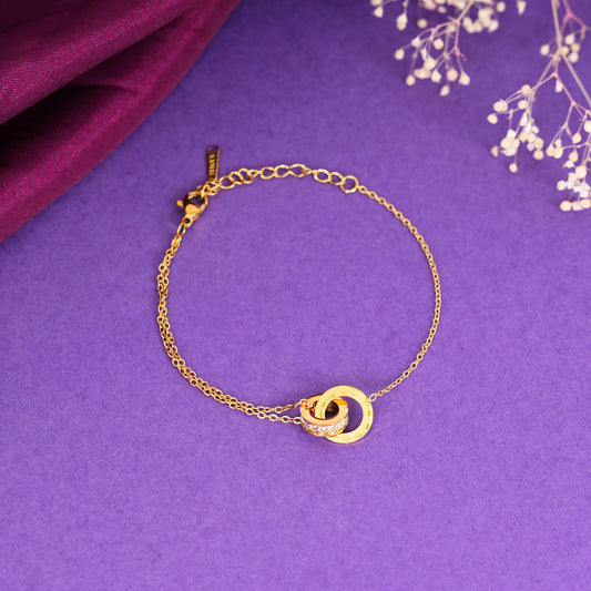 18K Gold Plated Linked Grace Circle Chain Layered Bracelet