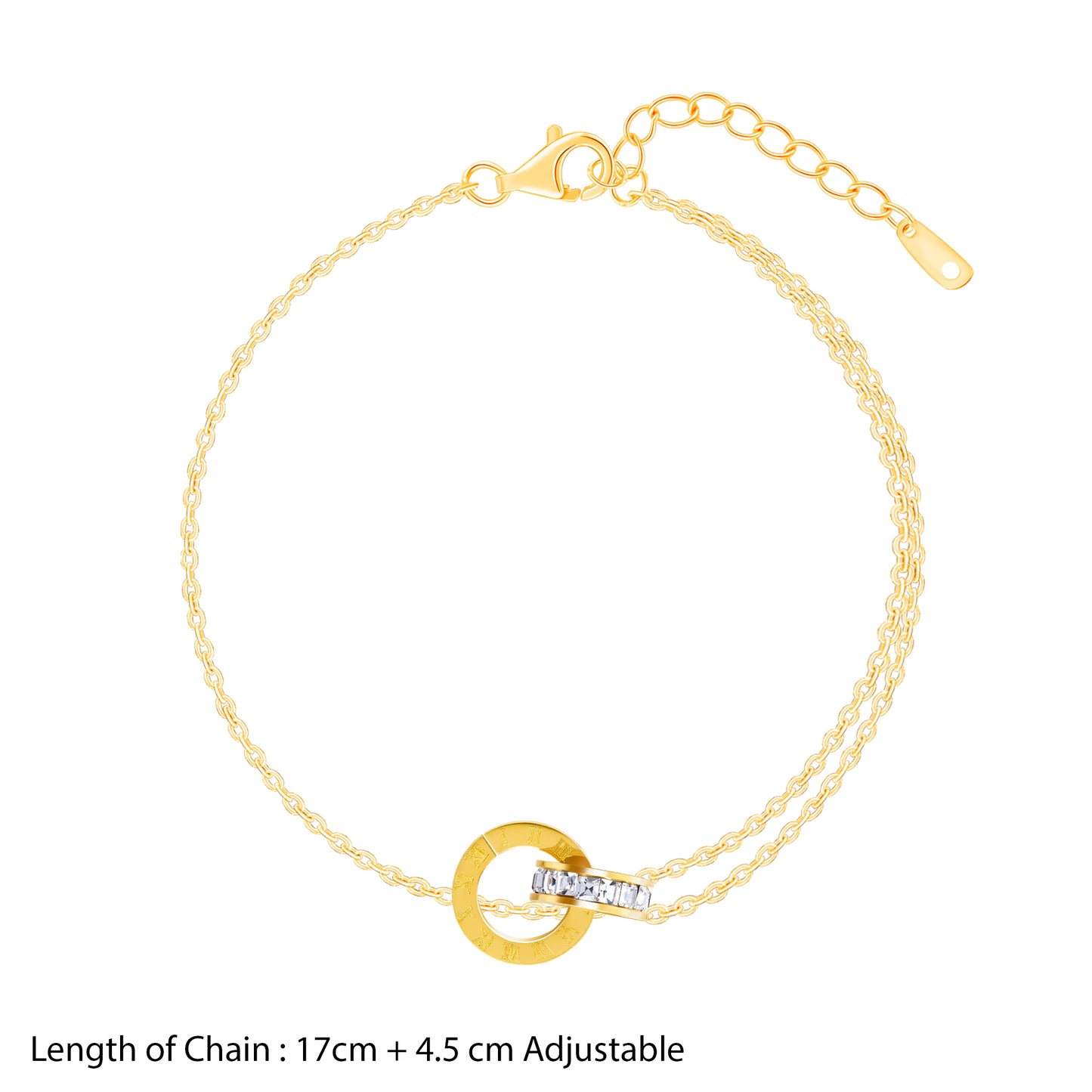 18K Gold Plated Linked Grace Circle Chain Layered Bracelet