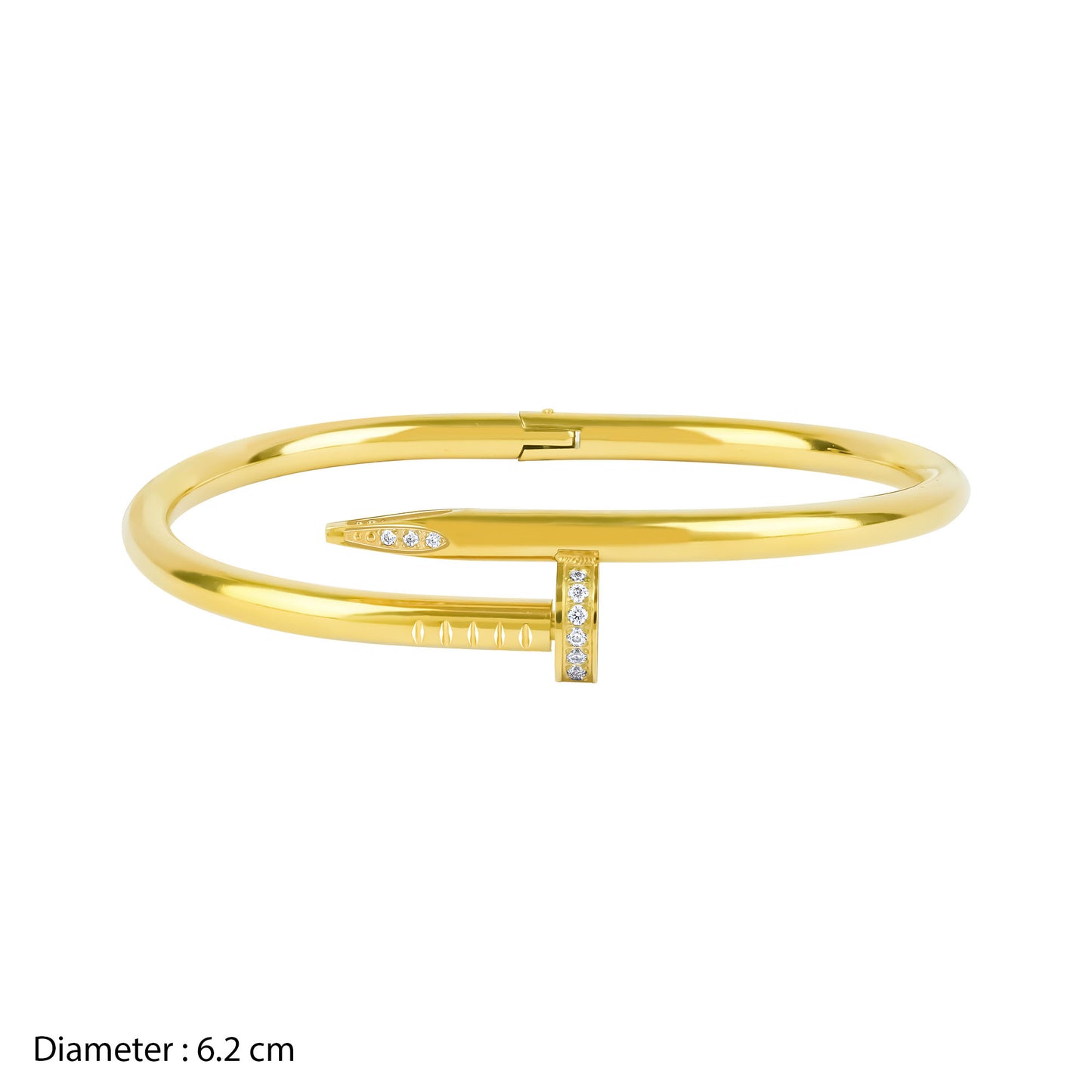 Gold bracelet with small stones on a white background
