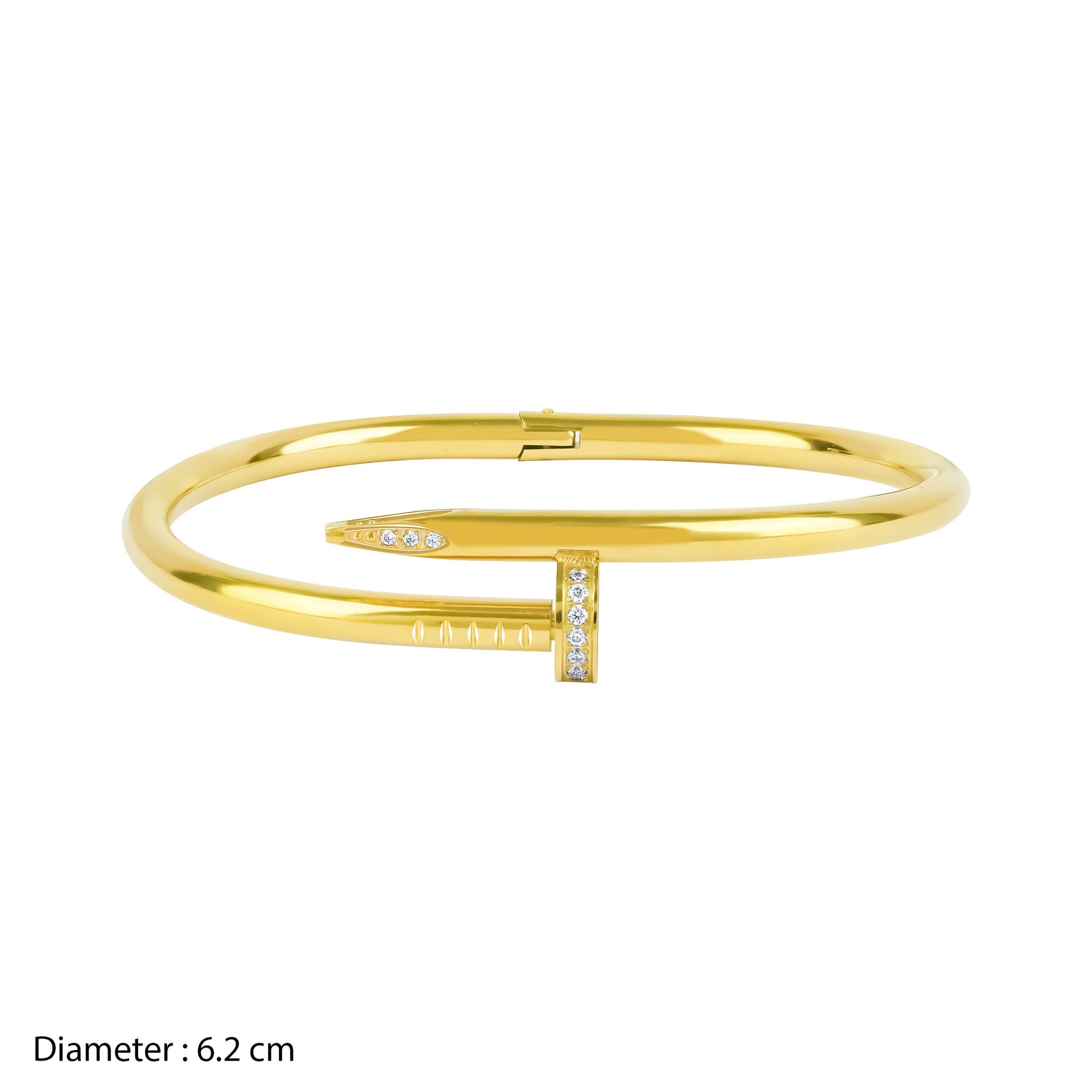 Gold bracelet with small stones on a white background