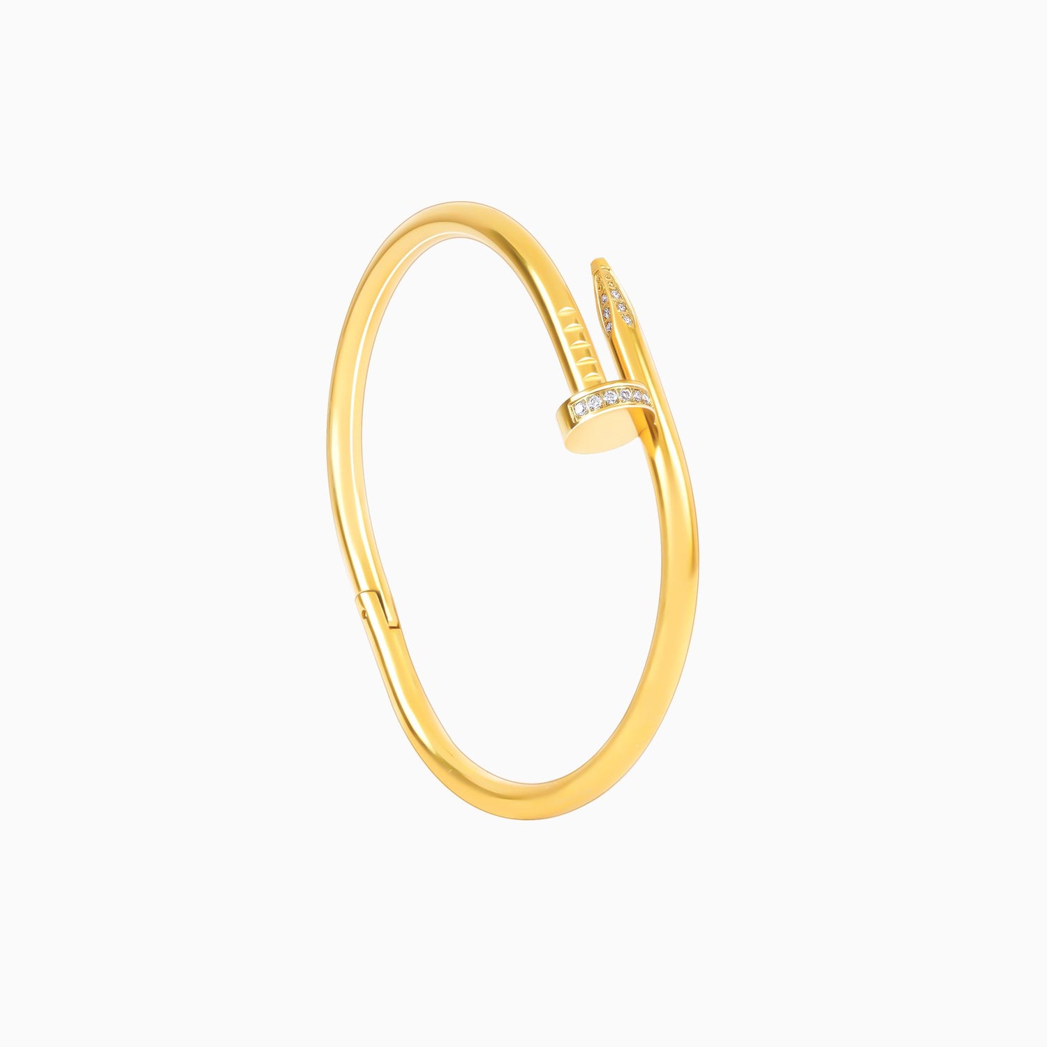 Gold bracelet on a white background