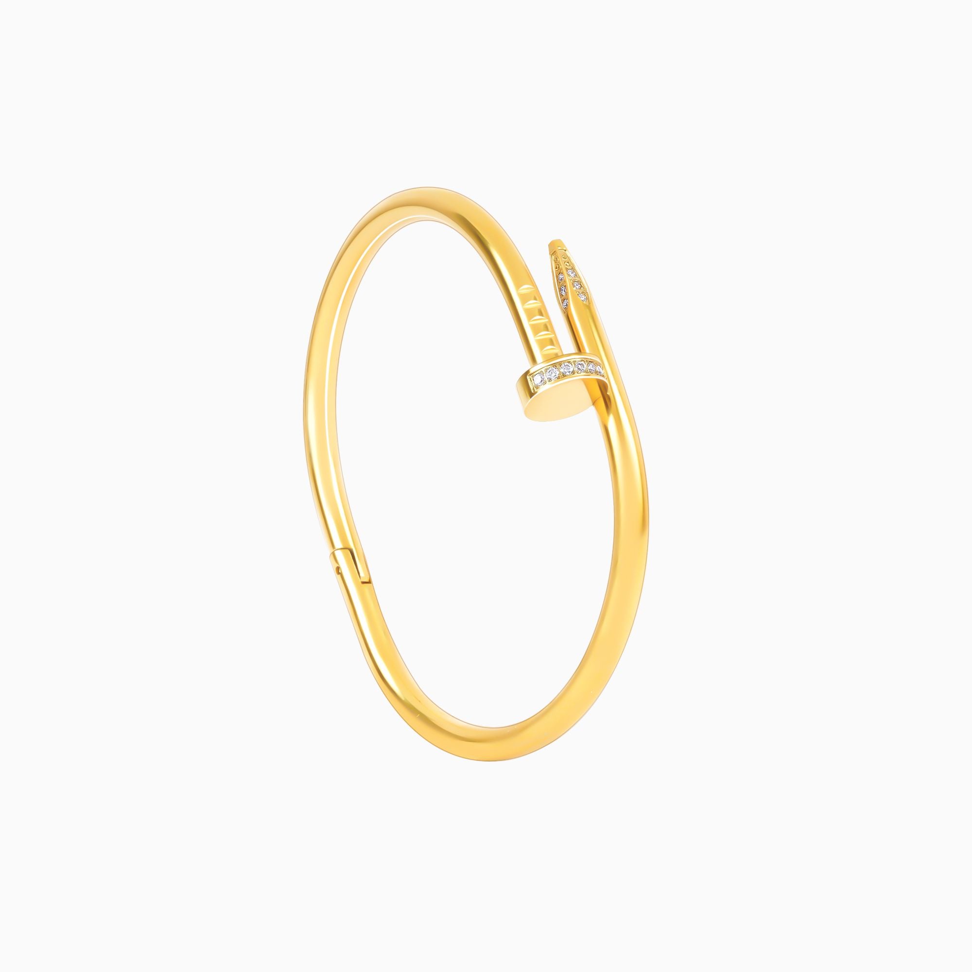 Gold bracelet on a white background