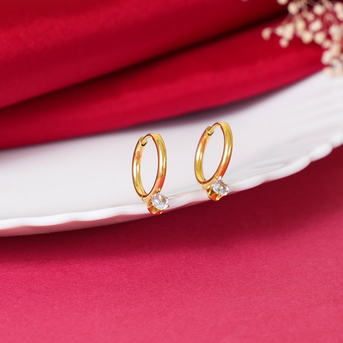 Single Crystal Huggie Hoops