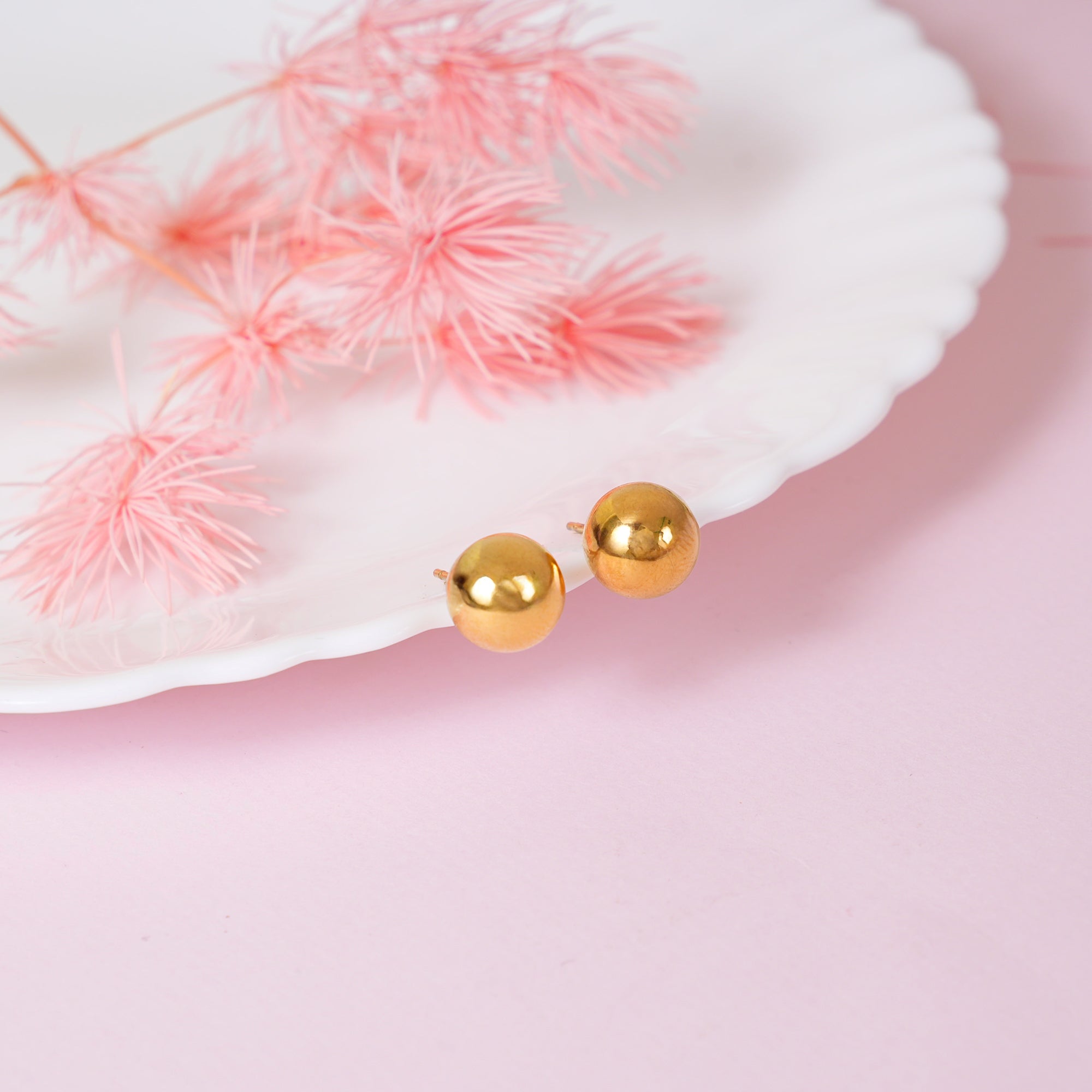 18K Gold Plated Golden Glow Ball Stud Earrings