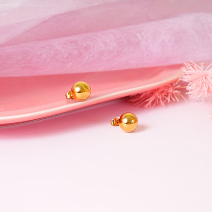 18K Gold Plated Golden Glow Ball Stud Earrings