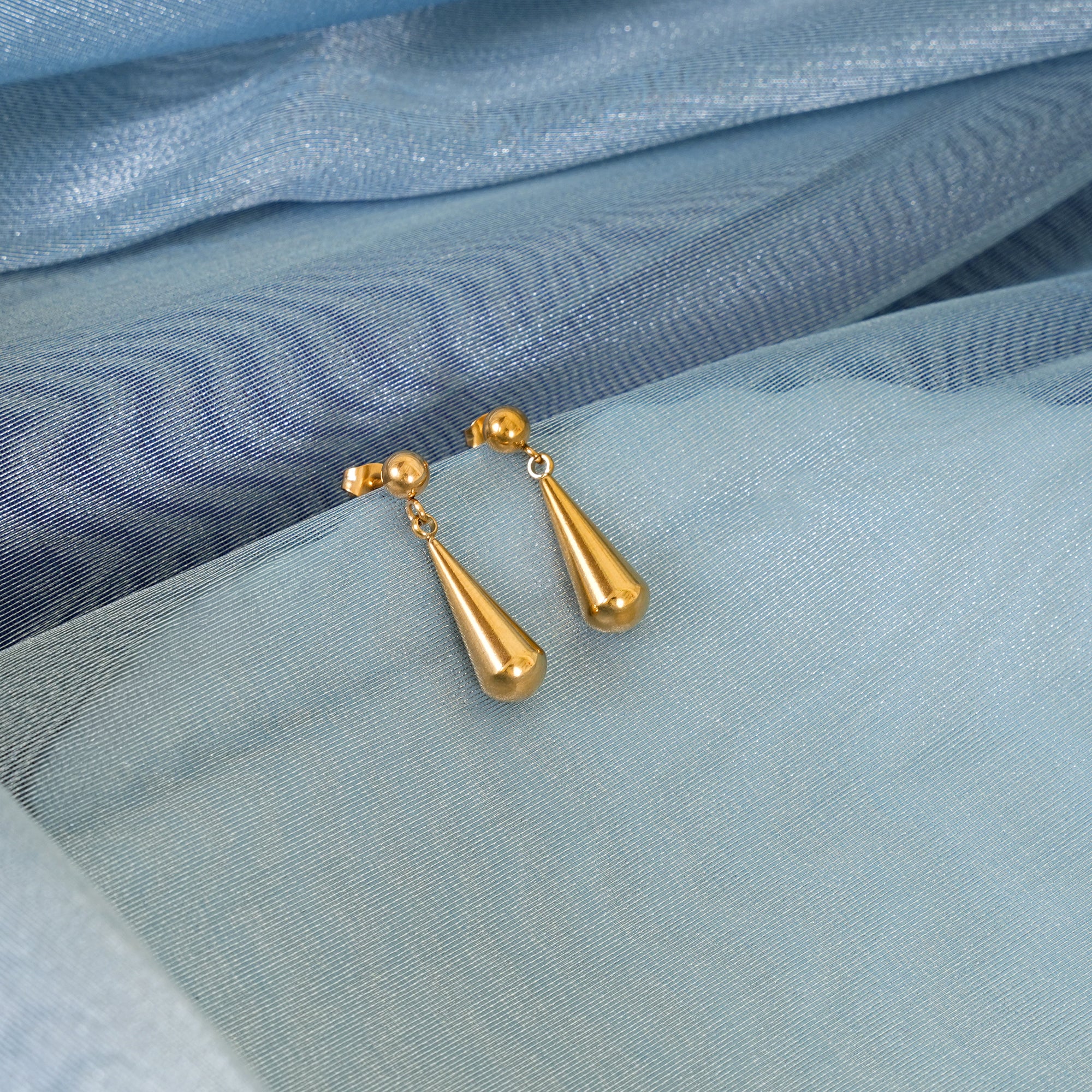 18K Gold Plated Golden Drizzle Tear Drop Dangle Earrings