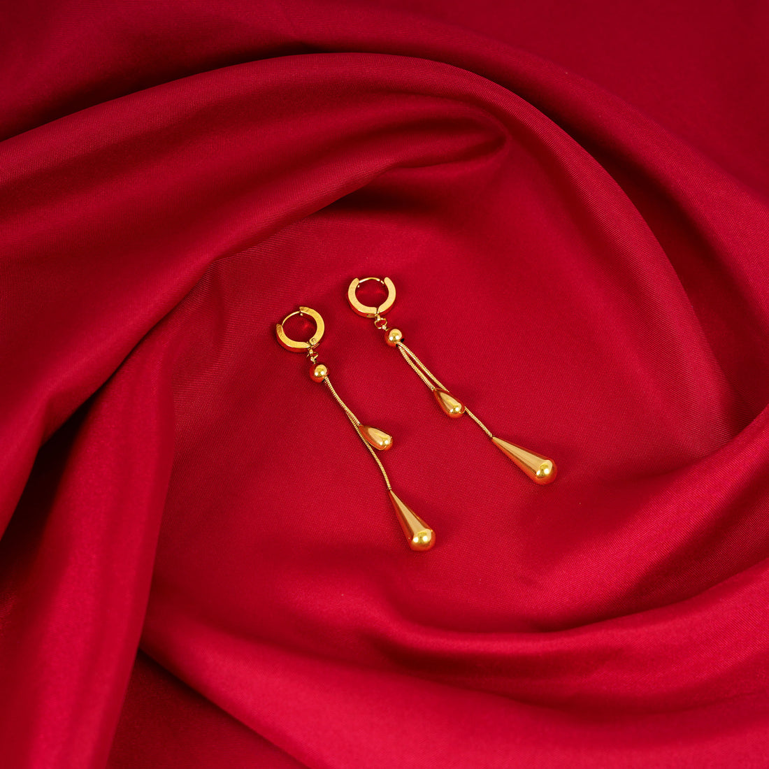 18K Gold Plated Golden Drape Tassel Drop Earrings