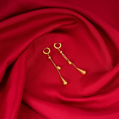 18K Gold Plated Golden Drape Tassel Drop Earrings