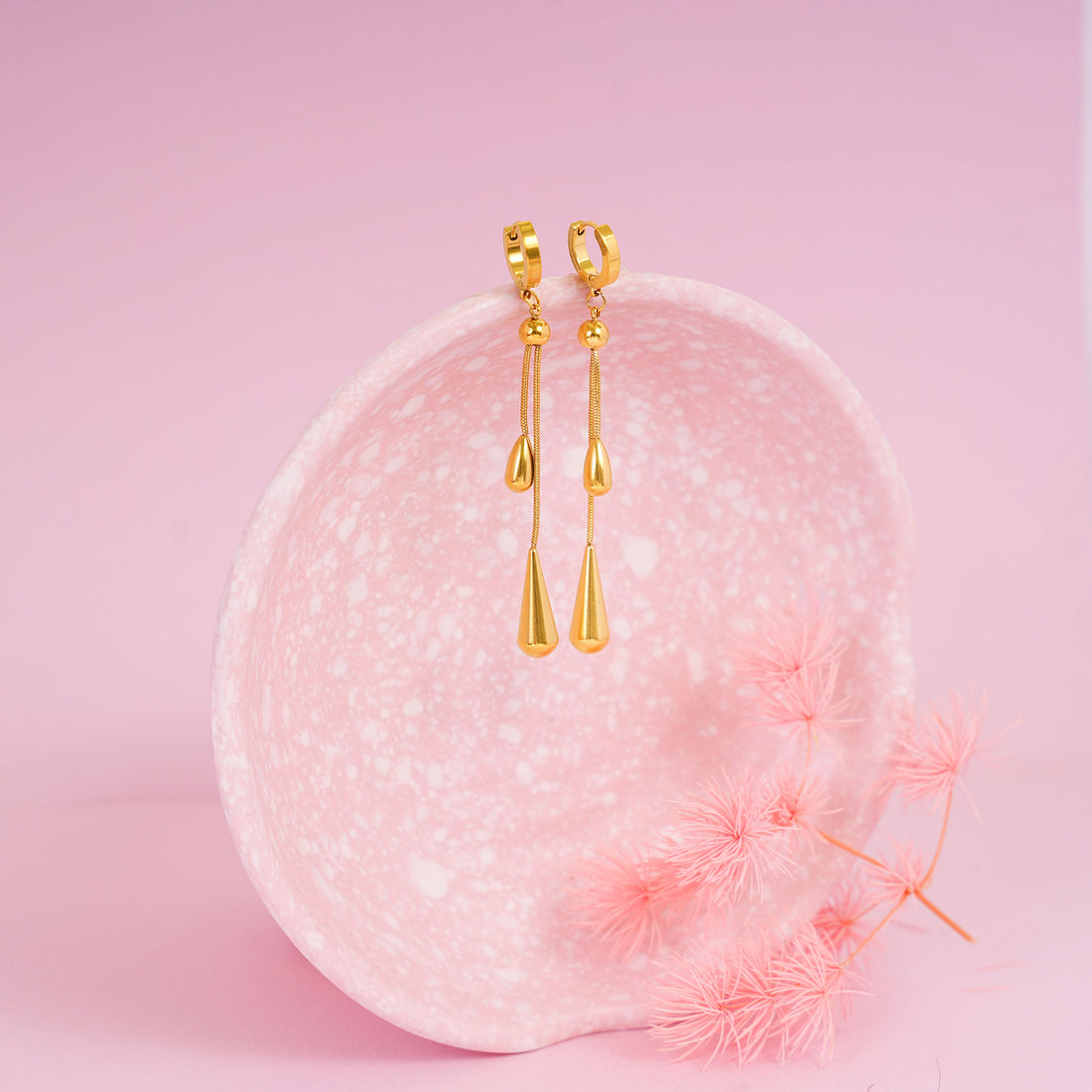 18K Gold Plated Golden Drape Tassel Drop Earrings