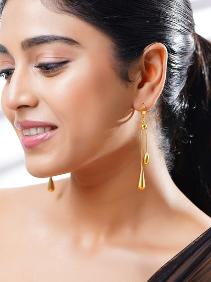 18K Gold Plated Golden Drape Tassel Drop Earrings