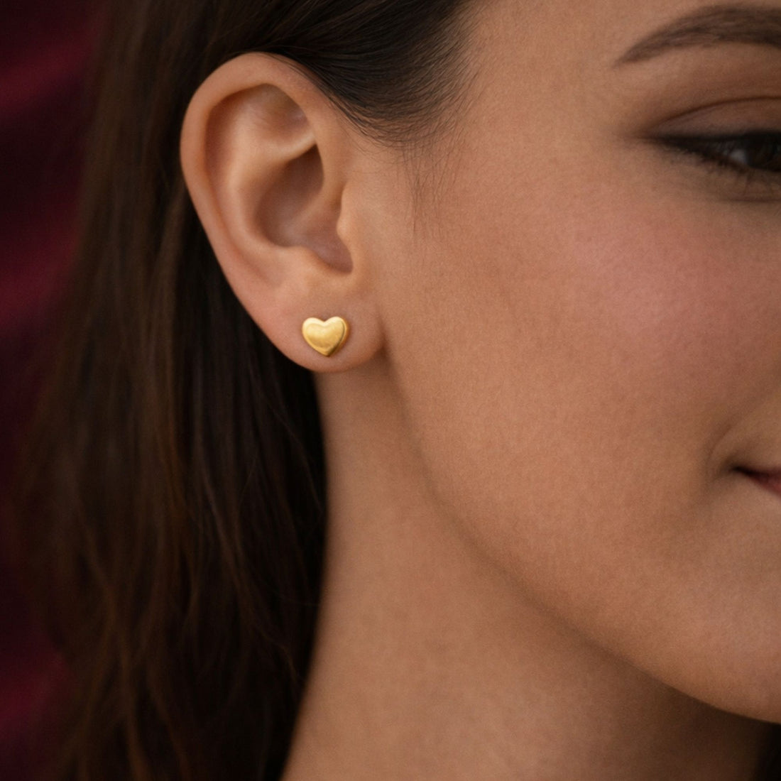 18K Gold Plated Whispers of Gold Tiny Heart Stud Earrings