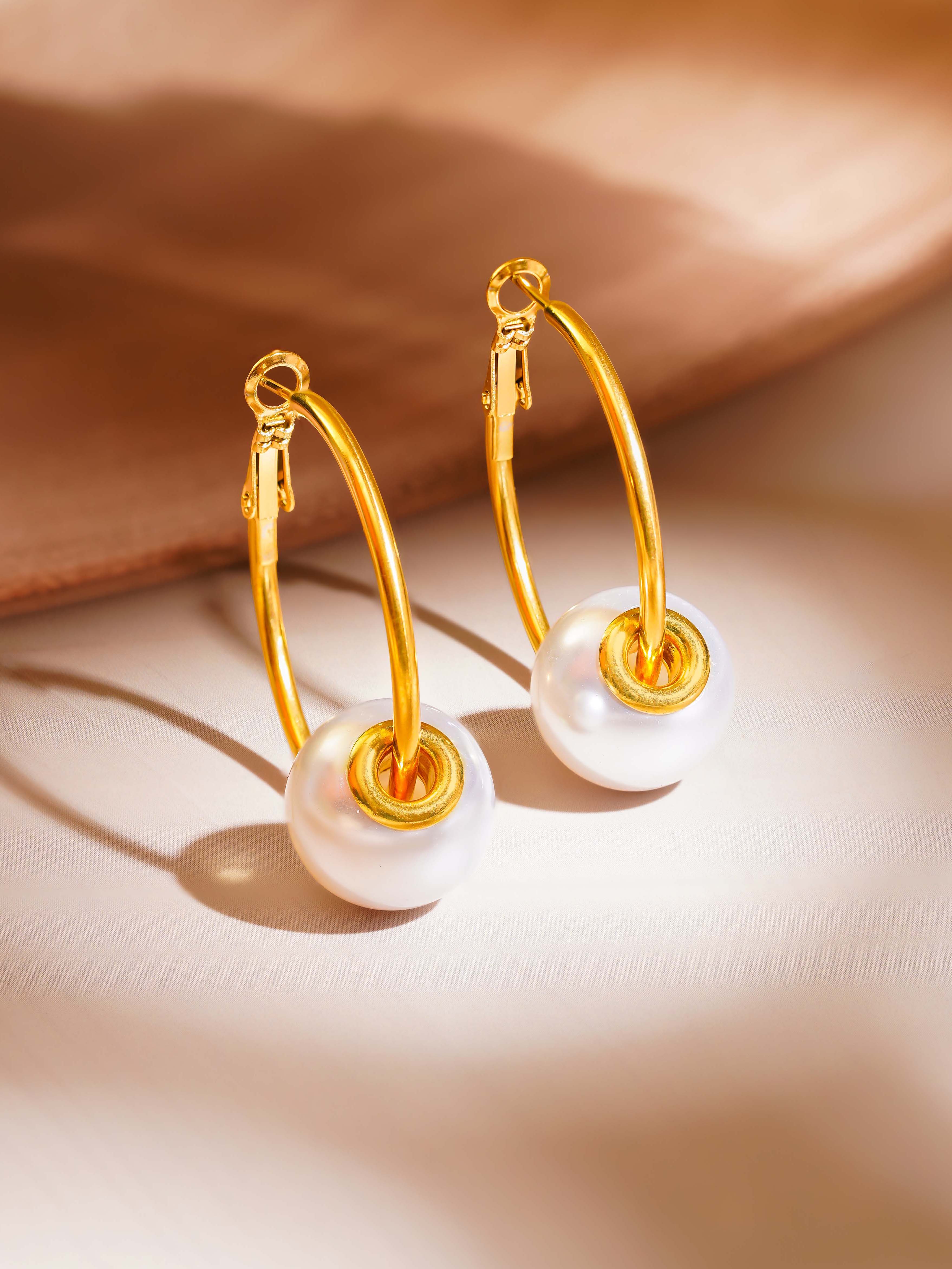 18K Gold Plated Golden Whisper Pearl Earrings