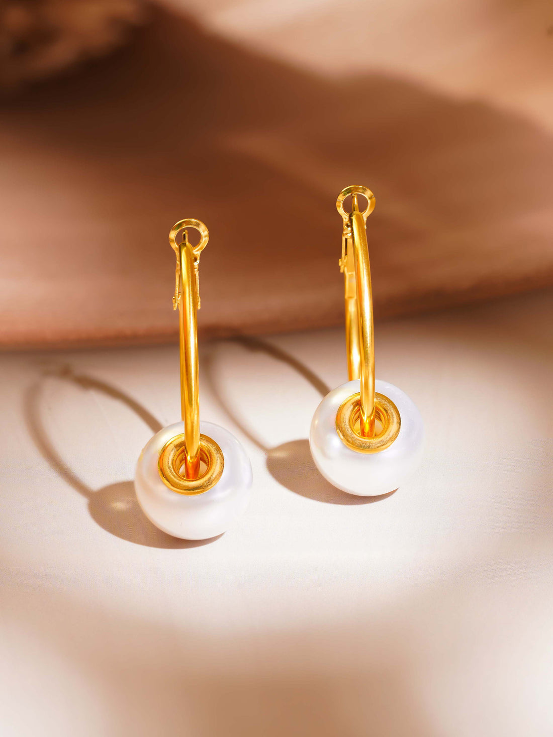 Pearl Inside Hoop Earrings