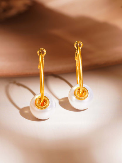 18K Gold Plated Golden Whisper Pearl Earrings