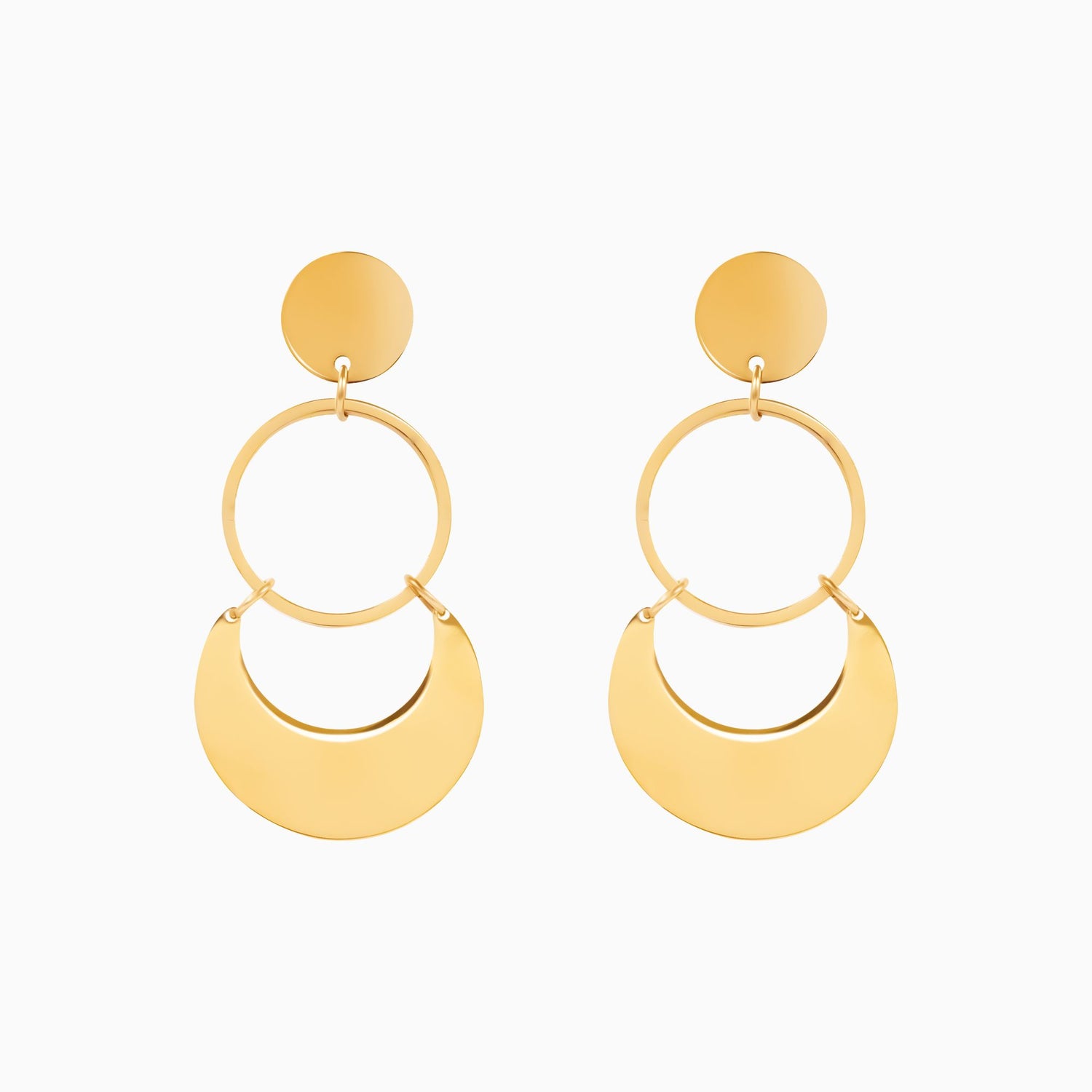 18K Gold Plated Celestial Orbit Moon Drop Earrings
