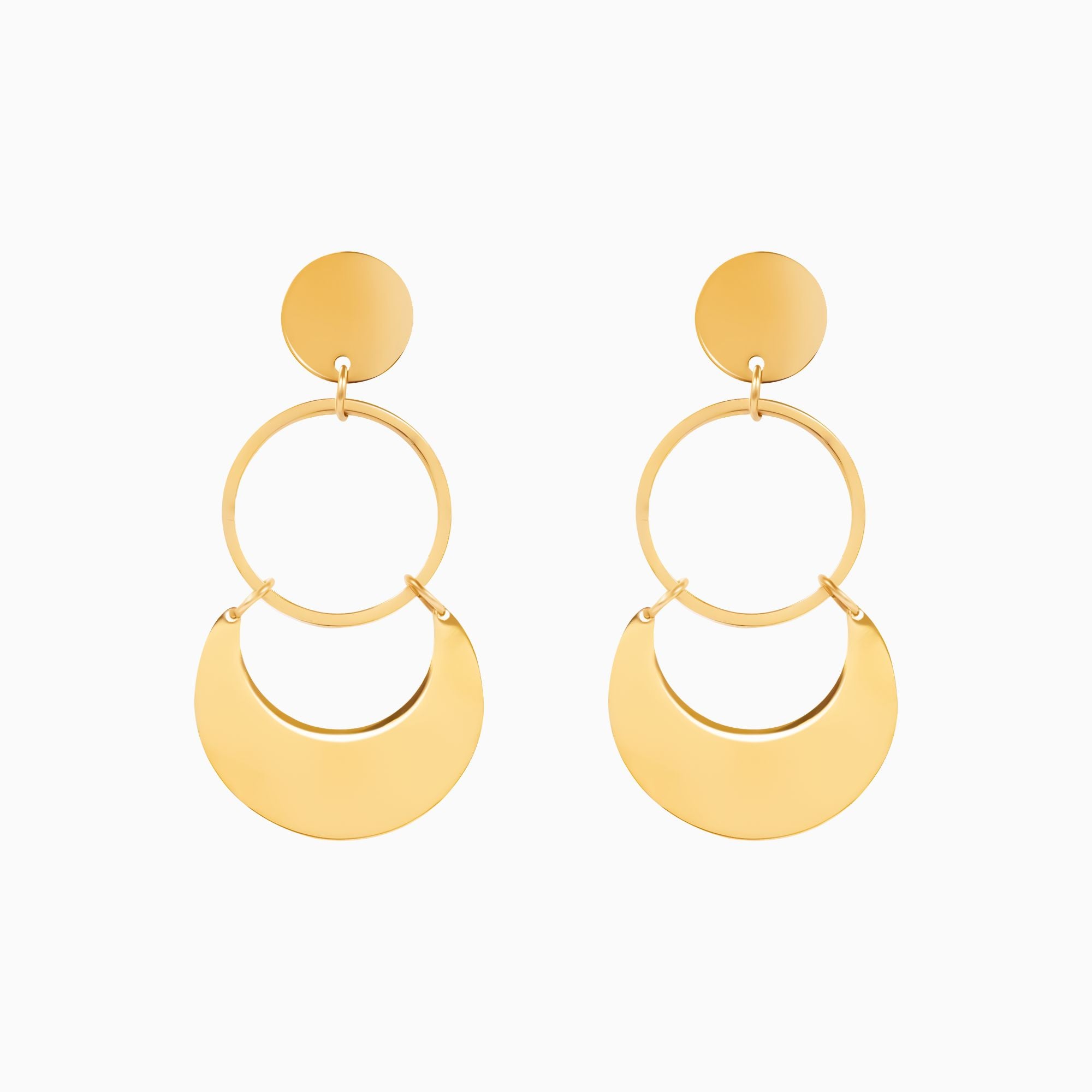 18K Gold Plated Celestial Orbit Moon Drop Earrings