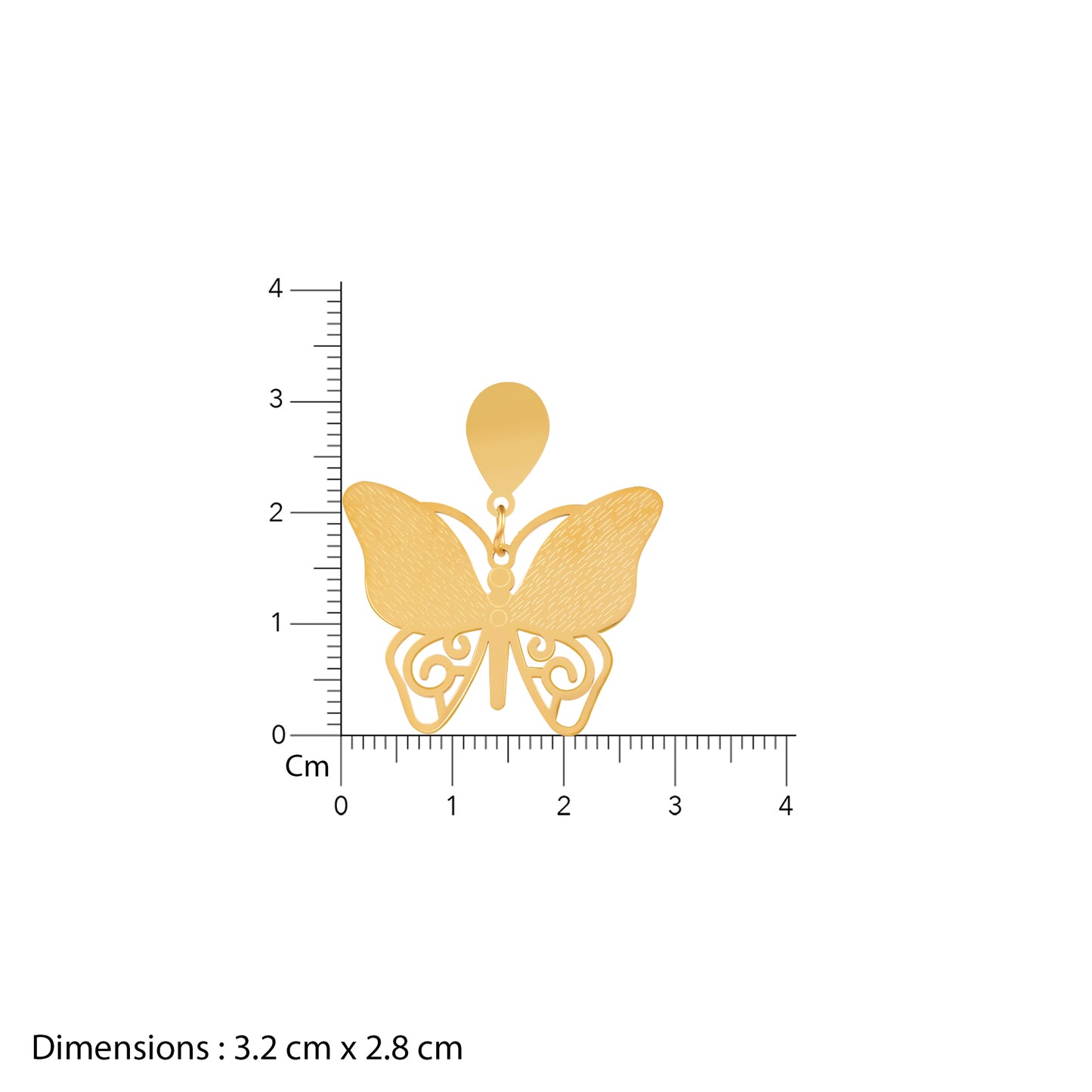 18K Gold Plated Golden Flutter Butterfly Drop Earrings