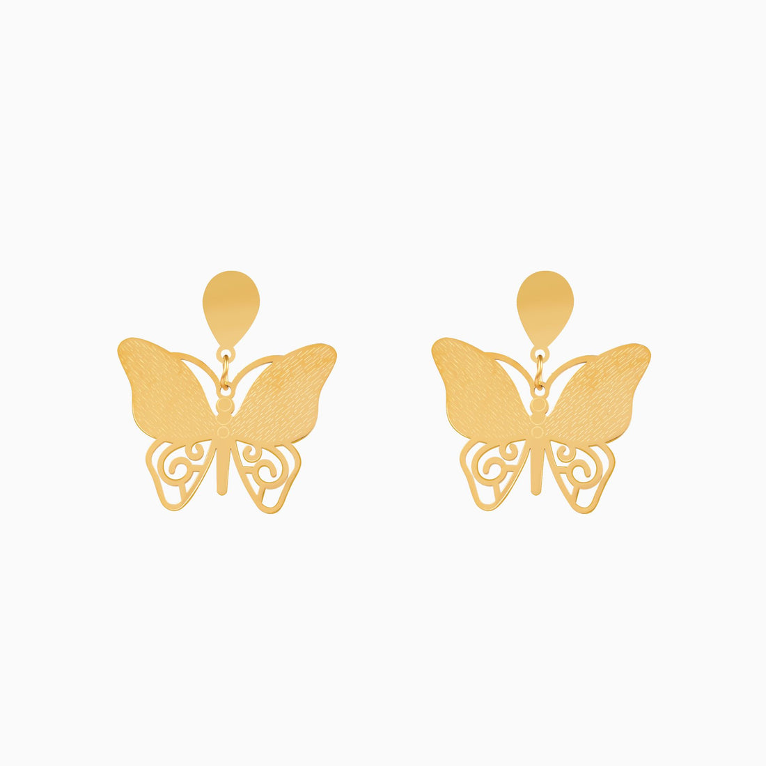 18K Gold Plated Golden Flutter Butterfly Drop Earrings