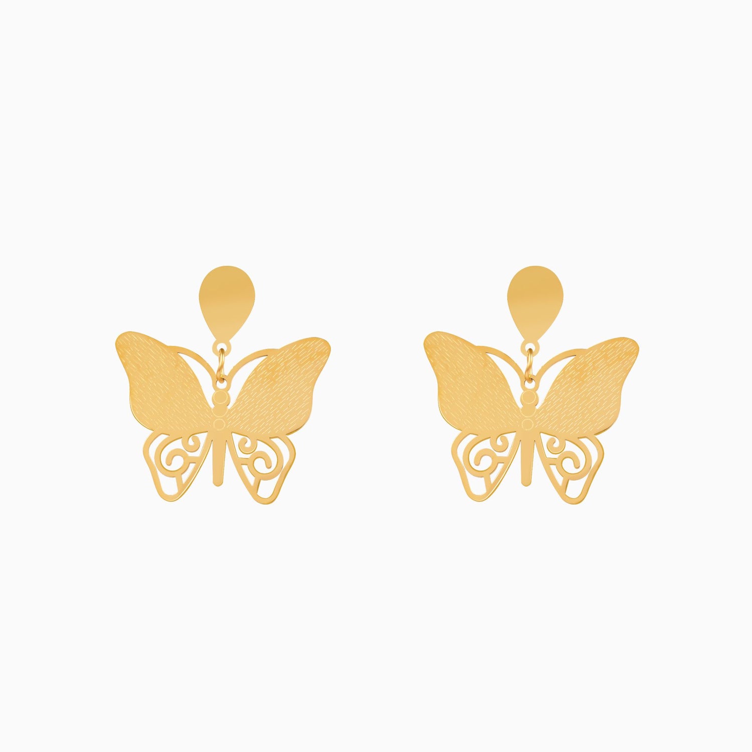 18K Gold Plated Golden Flutter Butterfly Drop Earrings