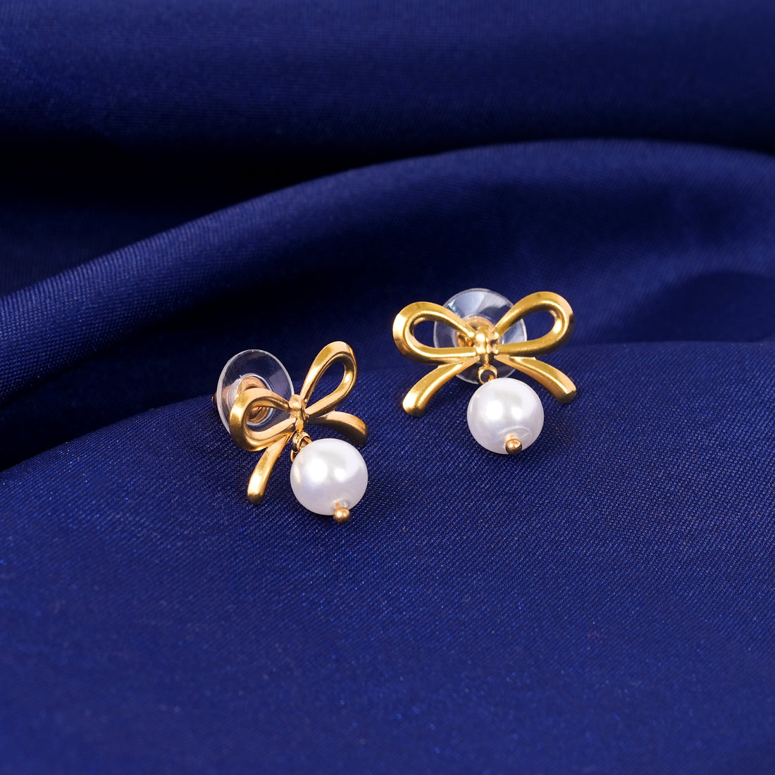 Pearl Bow Stud Earrings