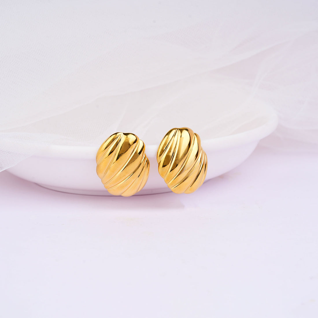 Golden Tides textured shell earrings for women
