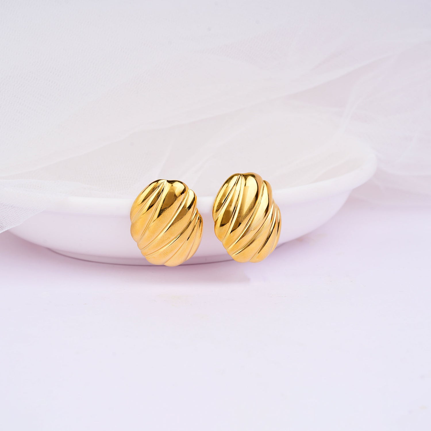 Golden Tides textured shell earrings for women