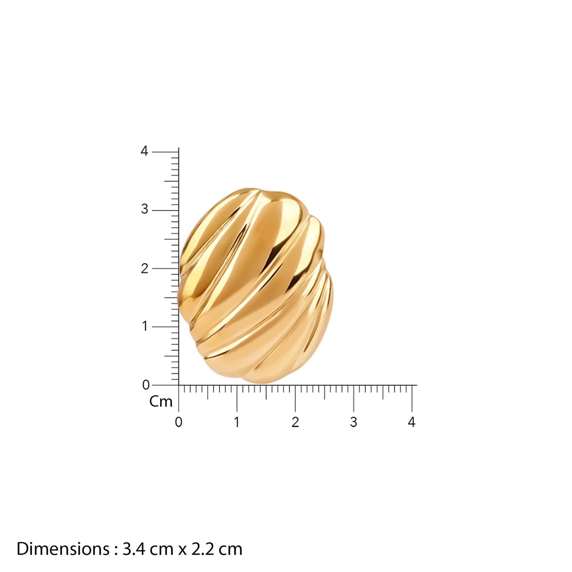 Gold ring with a measurement scale on a white background