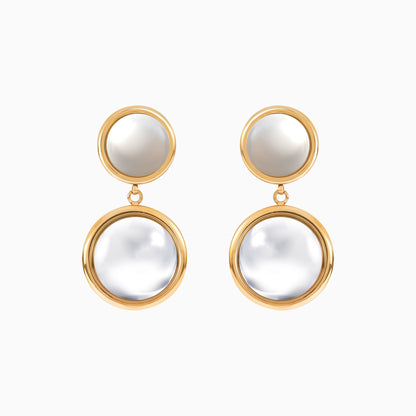 18K Gold Plated Lunar Grace Gold Double Drop Pearl Earrings