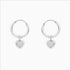 Silver hoop earrings with heart charm drops