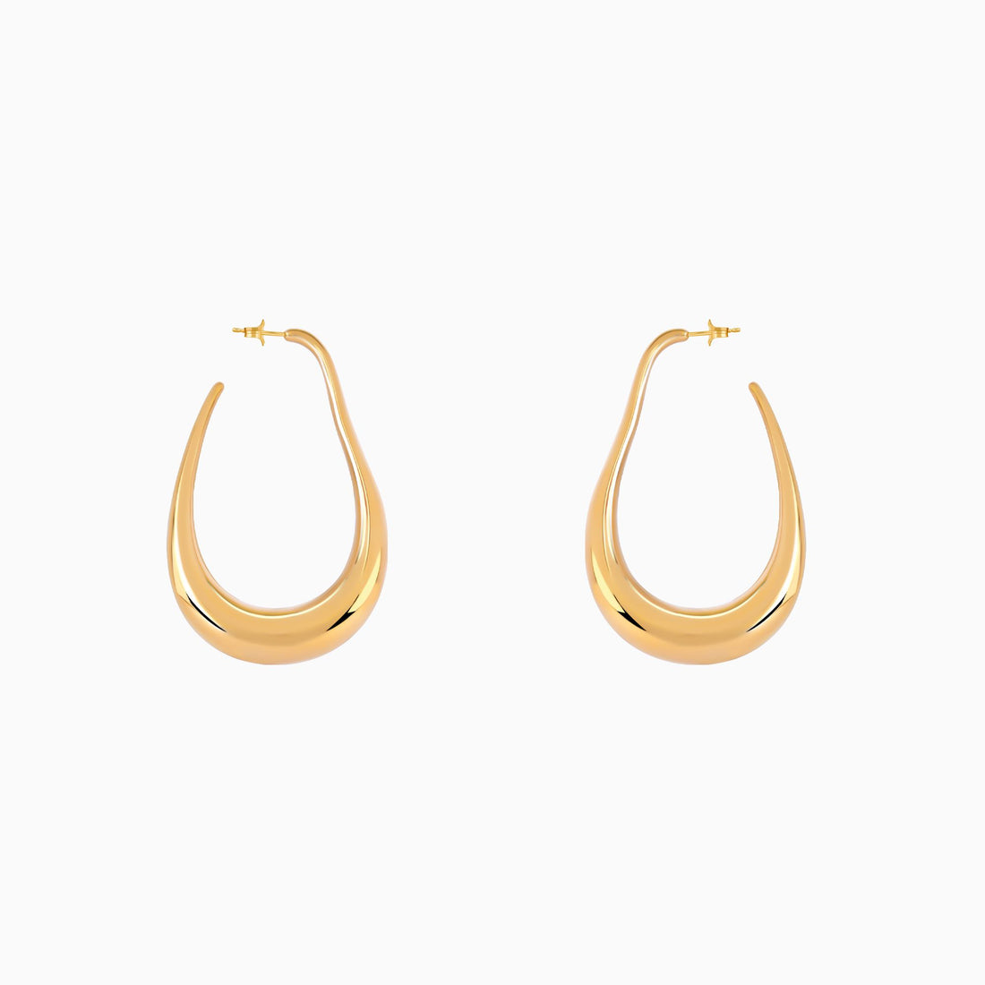 18K Gold Plated Elara Drop Long Hoop Teardrop Earrings