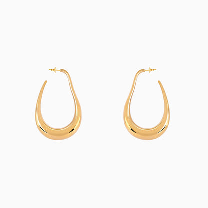 18K Gold Plated Elara Drop Long Hoop Teardrop Earrings
