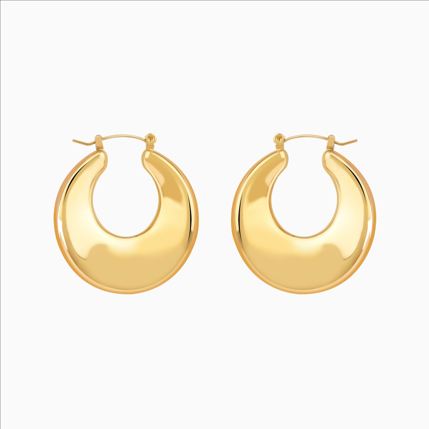 Chunky U-shaped gold hoop earrings